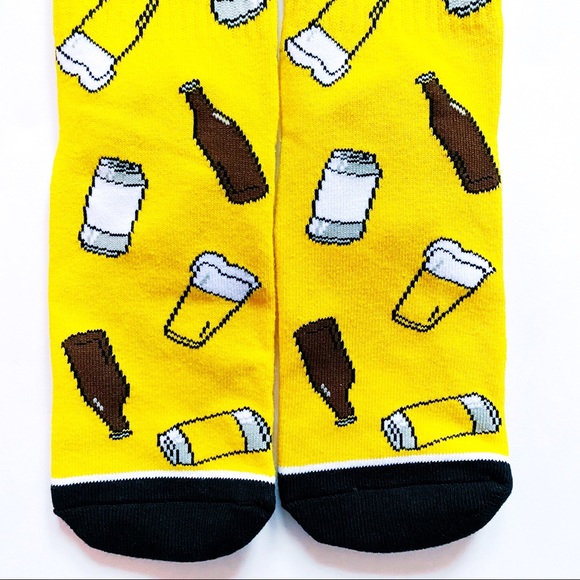 Odd Sox Beer Bottle Mug Crew Socks Yellow Mens Womens Novelty Gift - Picture 3 of 5